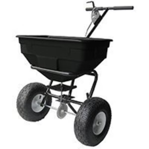 125 lbs Cap Broadcast Spreader, 12 ft Spread, Poly Black Hopper, Vulcan, Mfr#: YTL31515